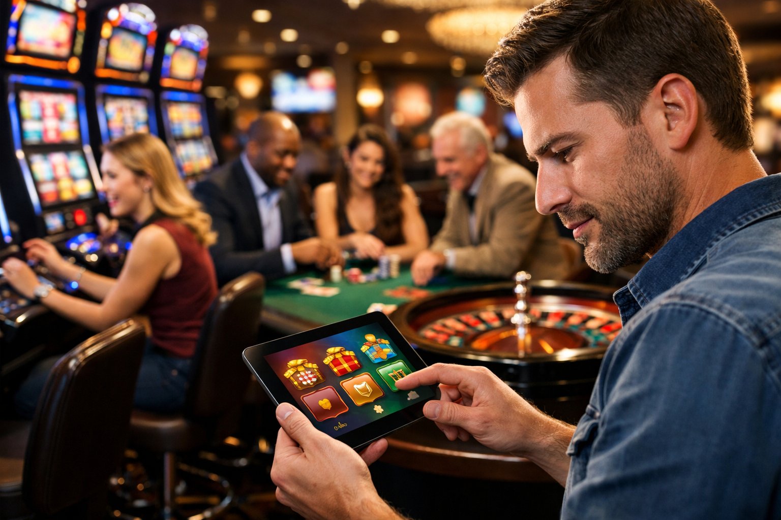 Two Players Comparing Casino Bonuses, One Receiving A Large Welcome Bonus And The Other Examining A Smaller No Deposit Bonus, With A Balance Scale Symbolizing Their Comparison.