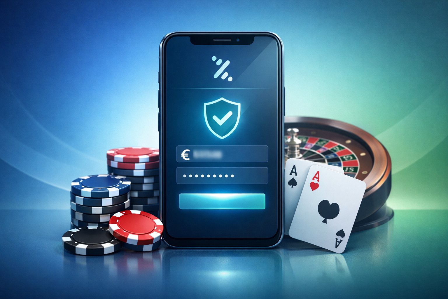 A Smartphone Displaying A Digital Payment Screen Surrounded By Poker Chips, Playing Cards, And A Roulette Wheel, Representing A Casino Payment Method.