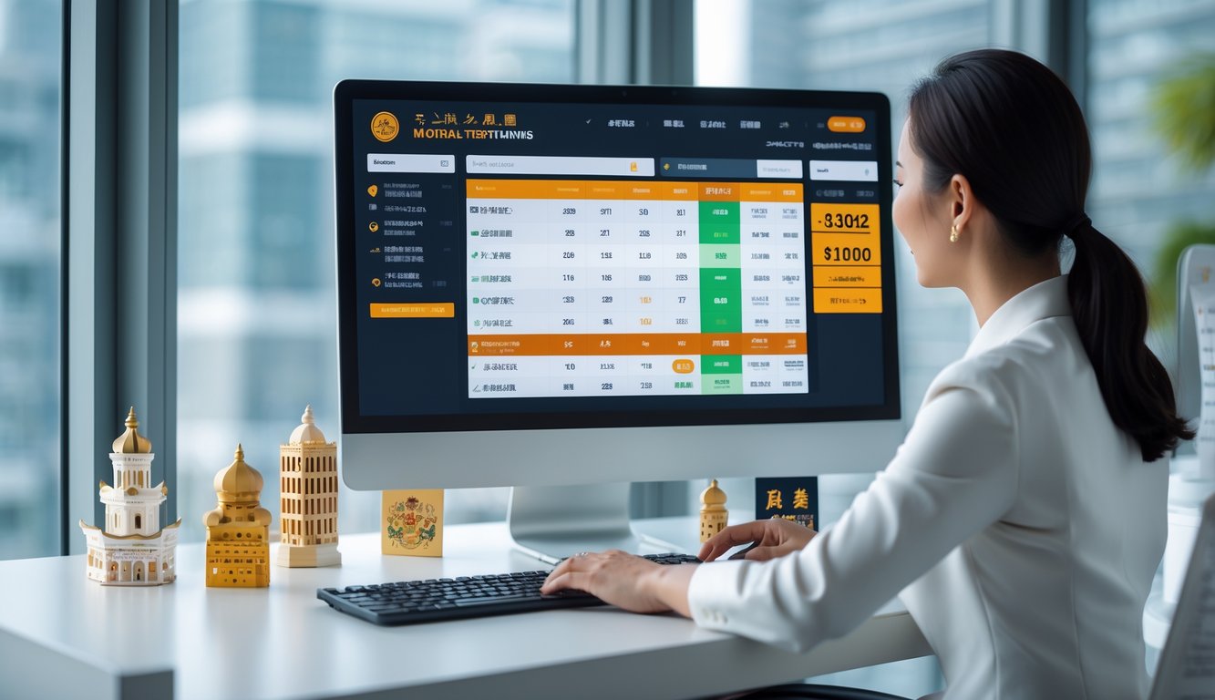 Seorang profesional sedang menggunakan komputer dengan tampilan antarmuka situs togel Macau di sebuah kantor yang rapi dan terang.