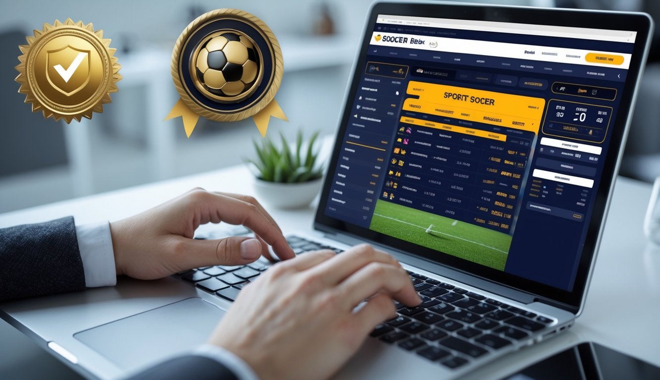 Seorang pengguna sedang menggunakan perangkat dengan tampilan taruhan sepak bola online yang lengkap dan terpercaya.