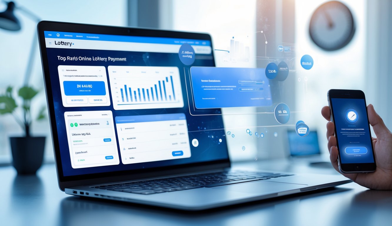 Seorang profesional menggunakan laptop dan ponsel untuk mengakses sistem togel online dengan pembayaran cepat 24 jam.