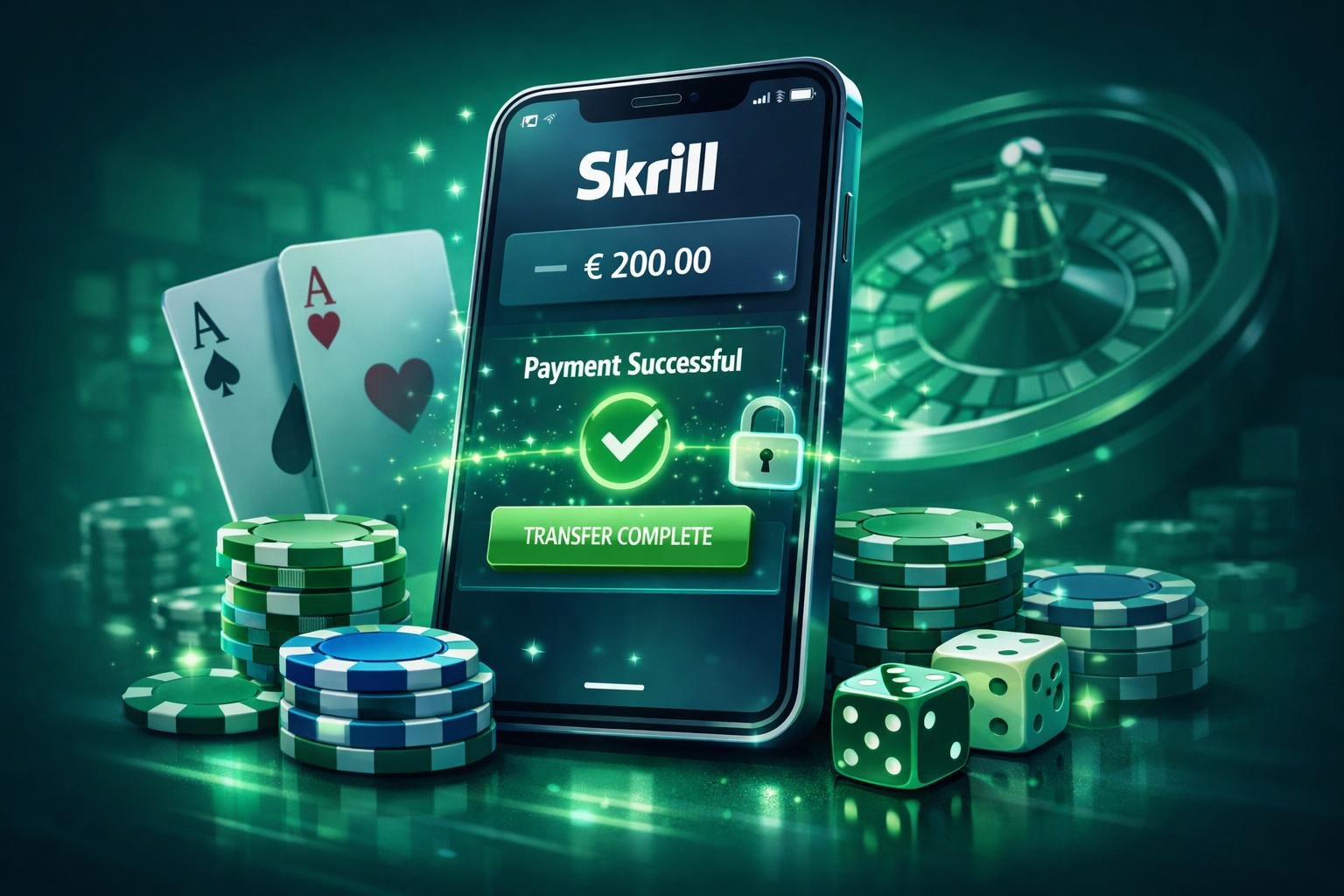 A Smartphone Displaying A Digital Wallet With Casino Elements Like Poker Chips, Playing Cards, And A Roulette Wheel In The Background.