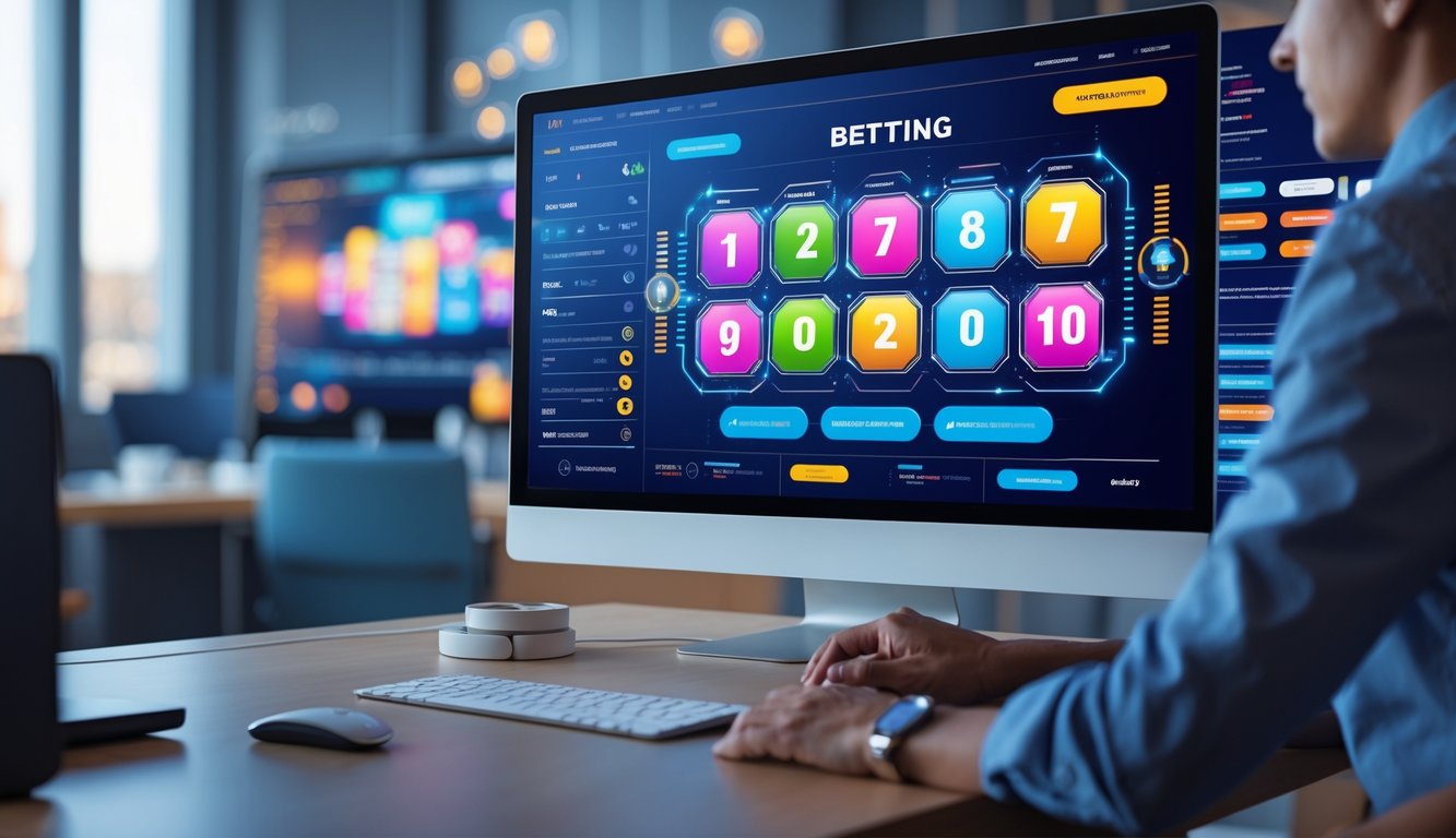 Seseorang menggunakan komputer dengan tampilan antarmuka taruhan togel online yang modern dan terpercaya.