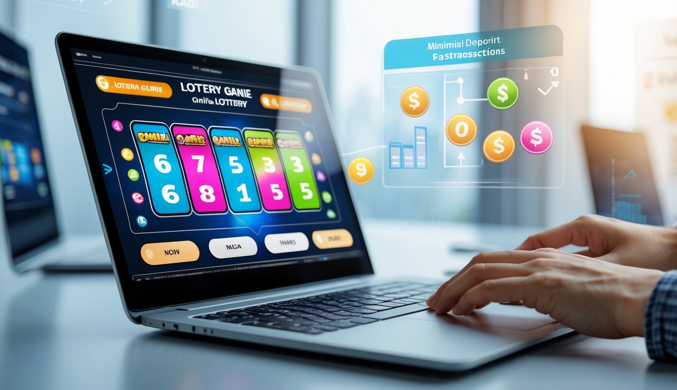 Seseorang menggunakan laptop di meja kerja dengan tampilan permainan togel online di layar.
