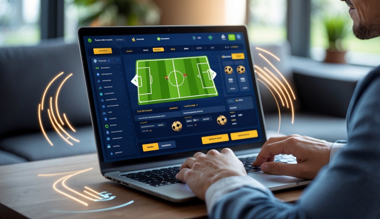 Seseorang menggunakan perangkat digital dengan tampilan antarmuka taruhan bola yang modern dan mudah digunakan.