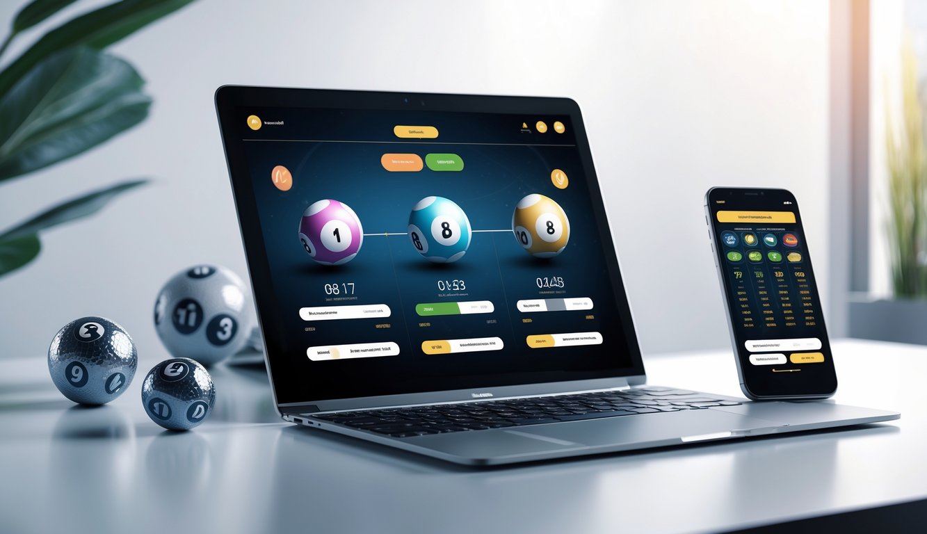 Seorang pengguna sedang melihat platform togel online terbaik hari ini di laptop dan ponsel di atas meja yang rapi dan terang.