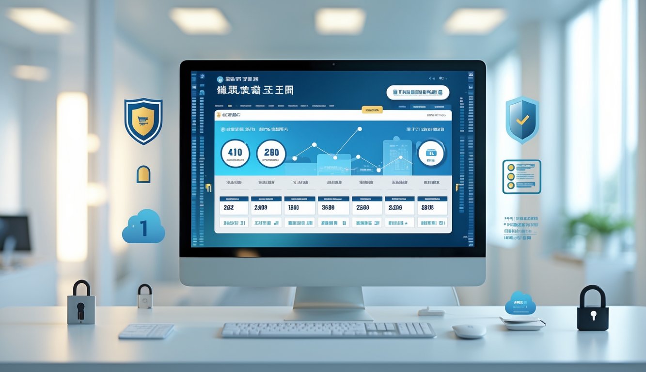 Seseorang menggunakan komputer dengan tampilan antarmuka lotere online Hong Kong yang aman dan lengkap di sebuah kantor modern.