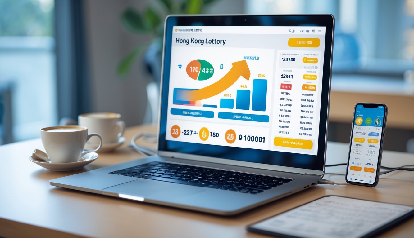 Seorang profesional menggunakan komputer dengan tampilan data angka dan grafik yang menunjukkan hasil cepat dan akurat dari bandar Hongkong online terpercaya.