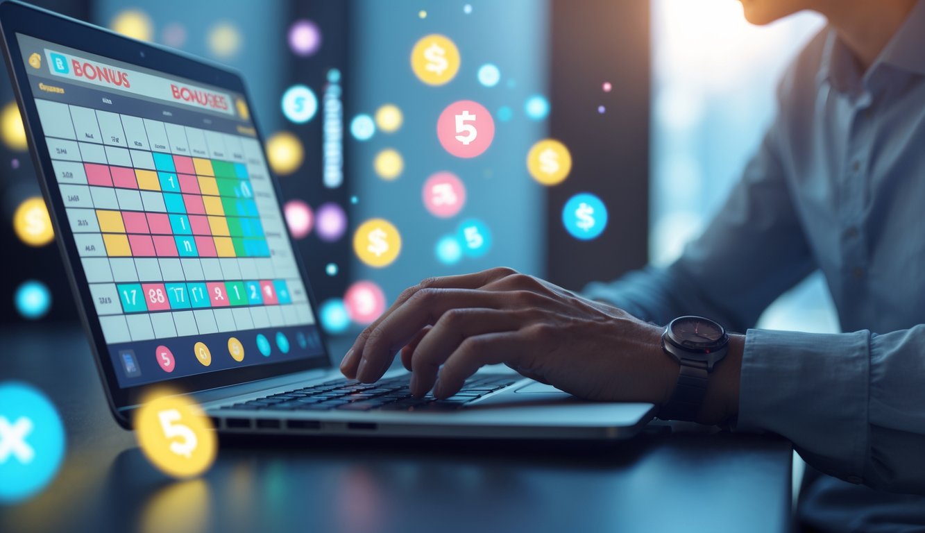 Seseorang menggunakan laptop di meja kerja dengan suasana yang tenang dan fokus, menunjukkan aktivitas bermain togel online.