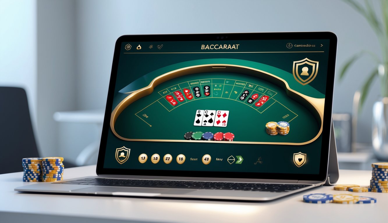 Seseorang menggunakan perangkat digital untuk bermain baccarat online di lingkungan yang profesional dan aman.