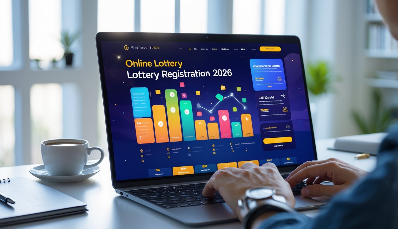 Seseorang sedang menggunakan laptop di meja kerja modern dengan suasana kantor yang terang dan rapi.