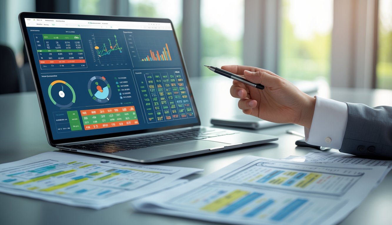 Seorang profesional sedang menganalisis data angka togel di meja kerja dengan perangkat digital dan dokumen tercetak.