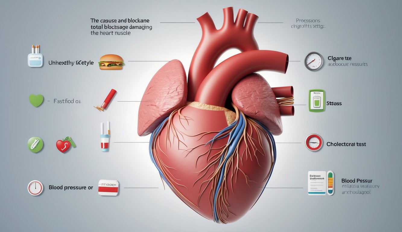 Gambaran jantung manusia dengan arteri tersumbat total yang menyebabkan kerusakan otot jantung.