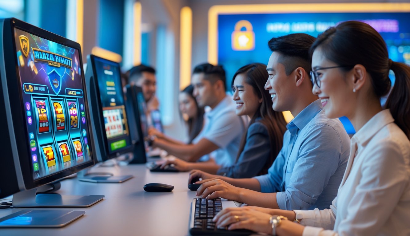 Beberapa orang menggunakan perangkat komputer dan ponsel untuk bermain slot online di lingkungan yang nyaman dan aman.