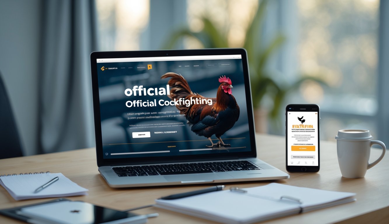 Seseorang menggunakan laptop dan ponsel di meja kerja dengan suasana profesional dan pencahayaan alami.