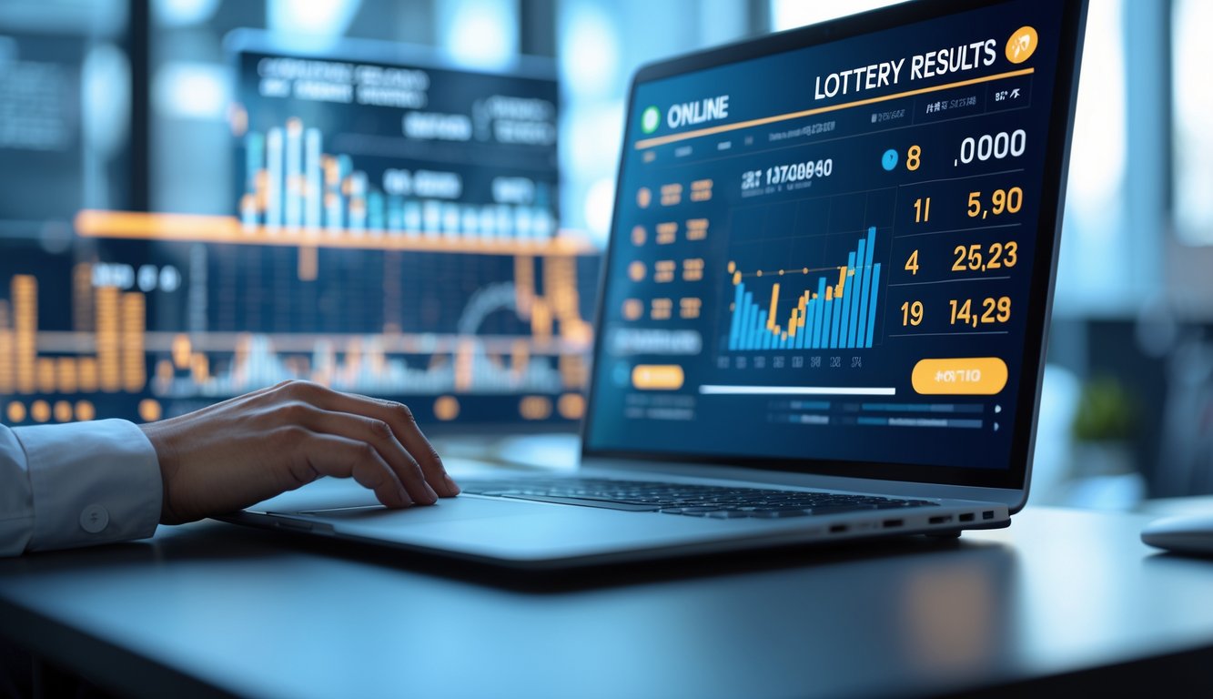 Sebuah komputer modern menampilkan grafik dan data angka yang akurat di lingkungan kantor dengan pencahayaan alami.