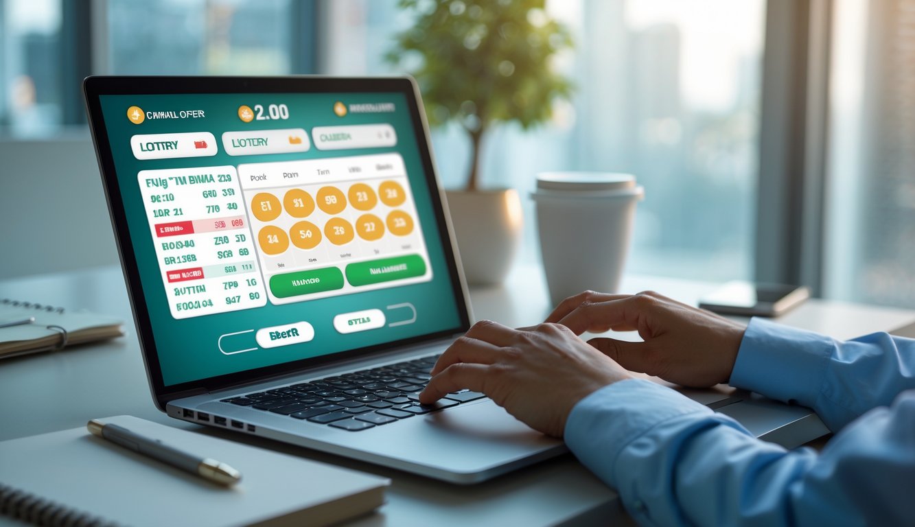 Seseorang menggunakan laptop di meja kerja dengan suasana tenang dan aman untuk bermain togel online.