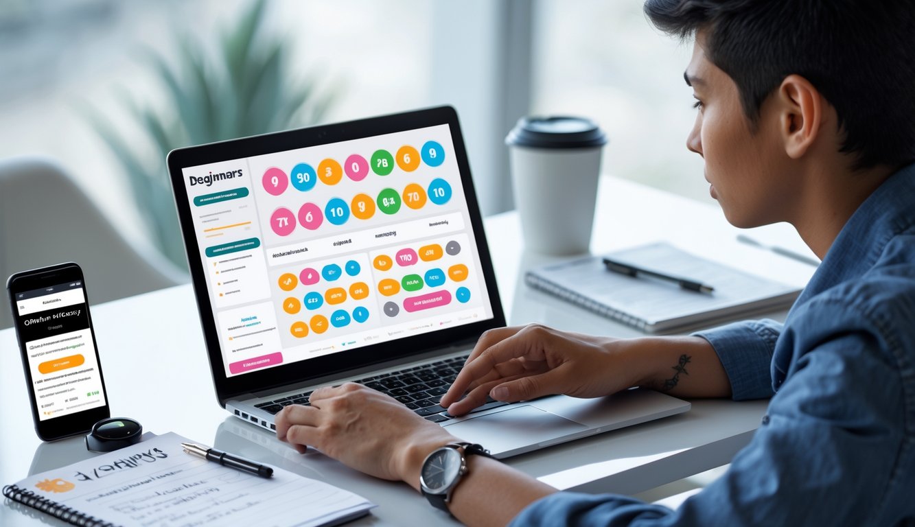 Seseorang duduk di depan laptop di meja kerja dengan suasana rumah yang nyaman, terlihat fokus menggunakan situs togel online.