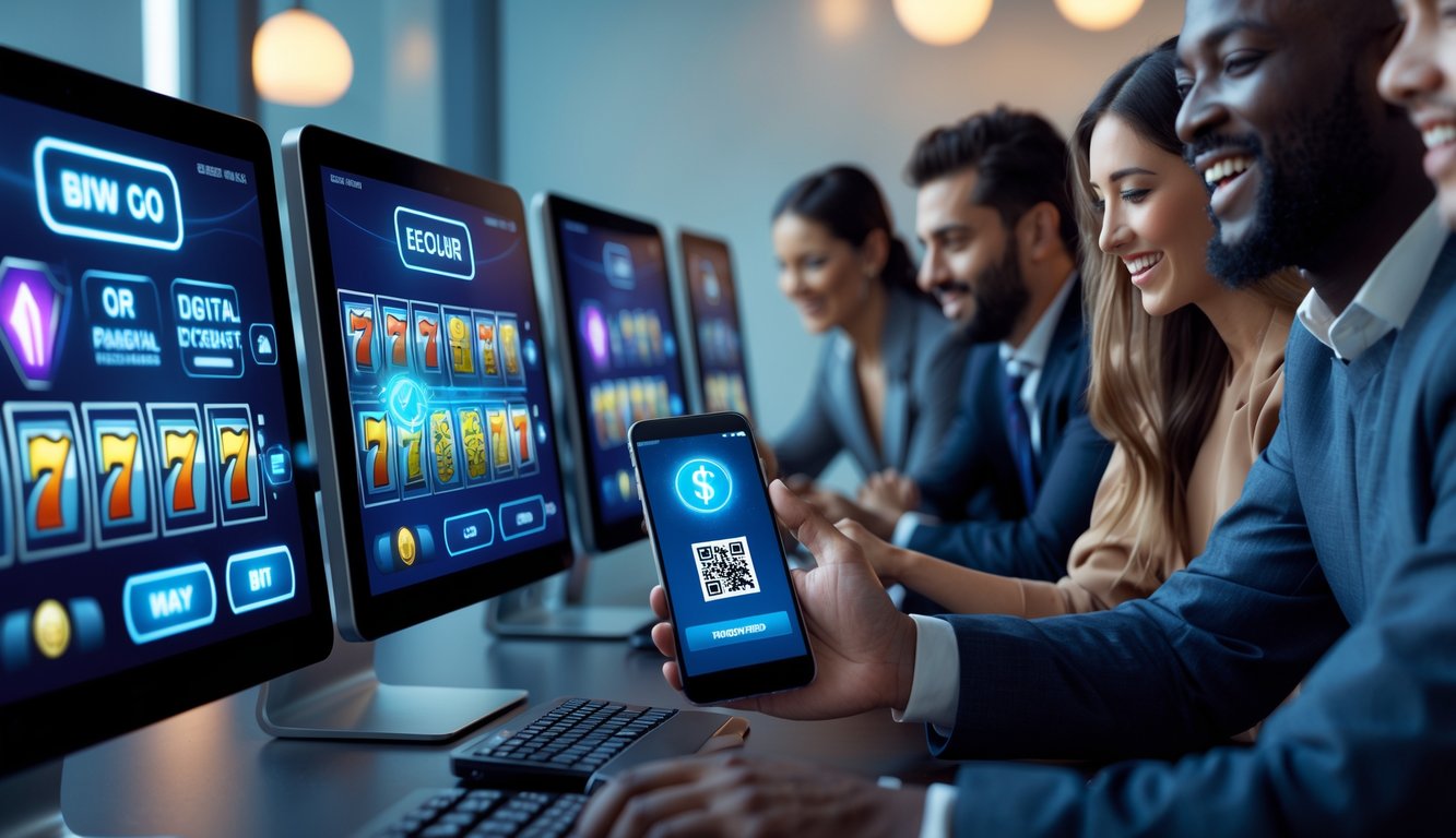 Beberapa orang menggunakan perangkat digital untuk bermain mesin slot online dengan suasana yang aman dan menyenangkan.