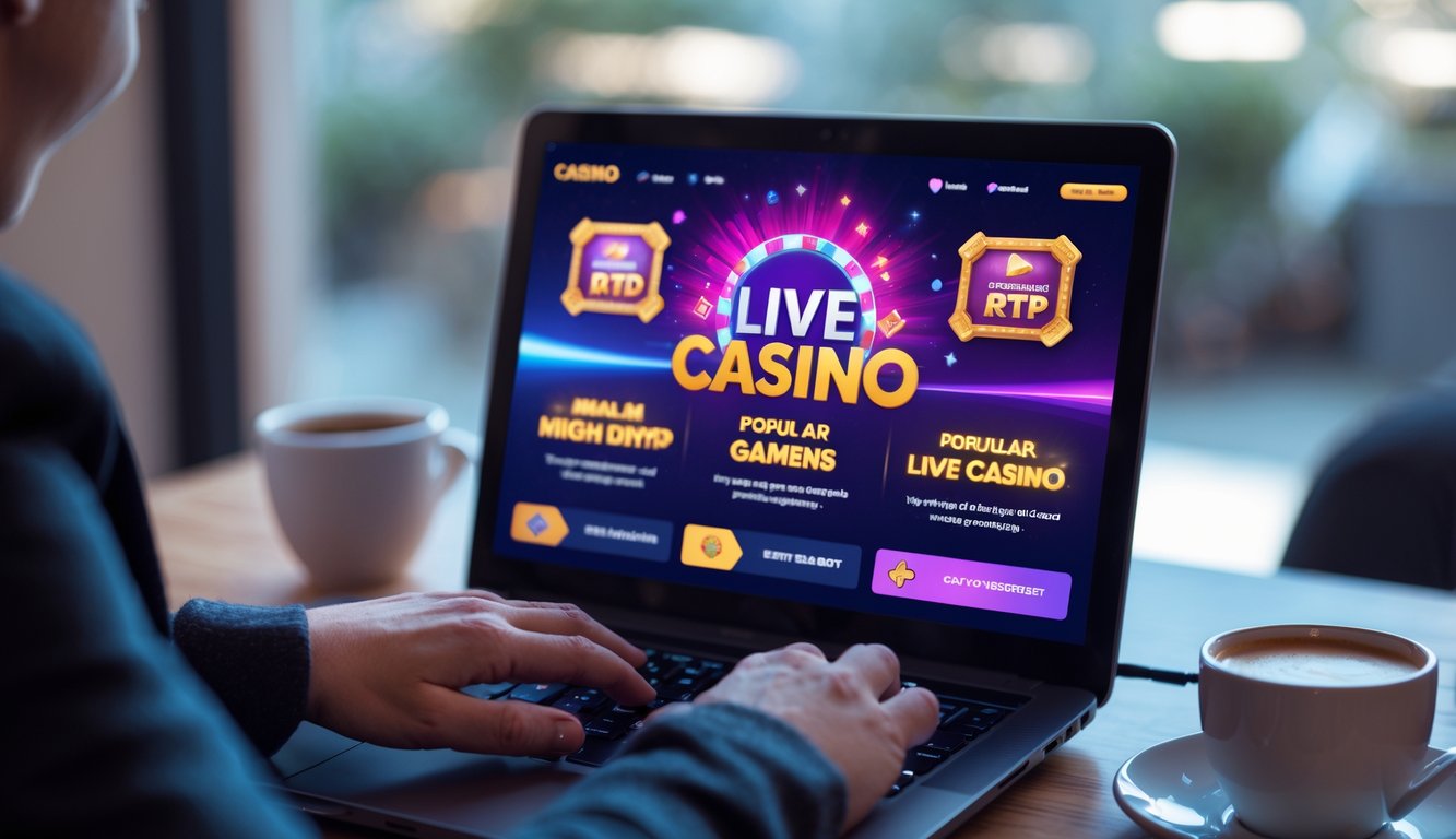 Seseorang sedang bermain game kasino langsung online di komputer dengan suasana nyaman dan fokus.