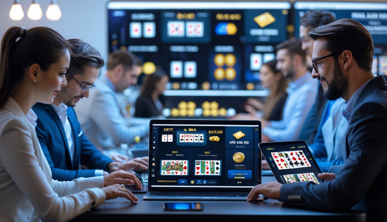 Beberapa orang menggunakan perangkat digital untuk bermain live casino online dengan dukungan bank lokal.