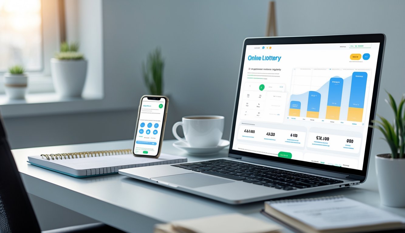 Meja kerja modern dengan laptop, ponsel, dan alat tulis yang rapi, menunjukkan proses pendaftaran togel online tanpa kesulitan.