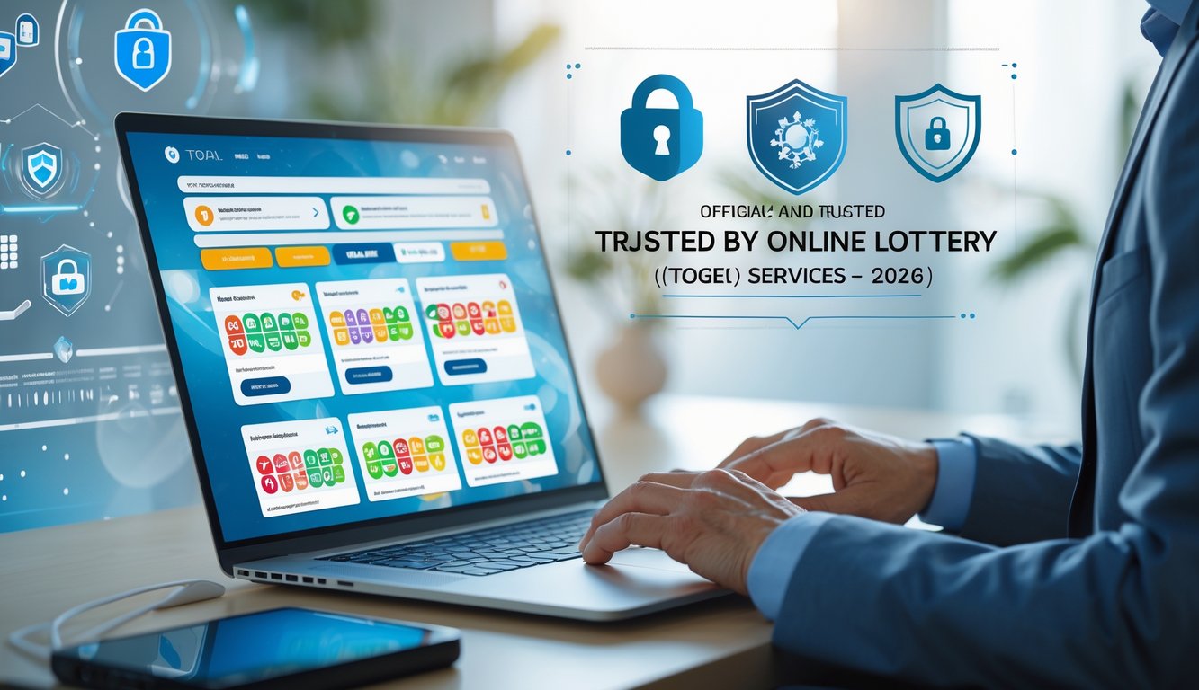 Seseorang menggunakan laptop di ruang kerja modern dengan tampilan layar yang menunjukkan berbagai pilihan pasar togel online.