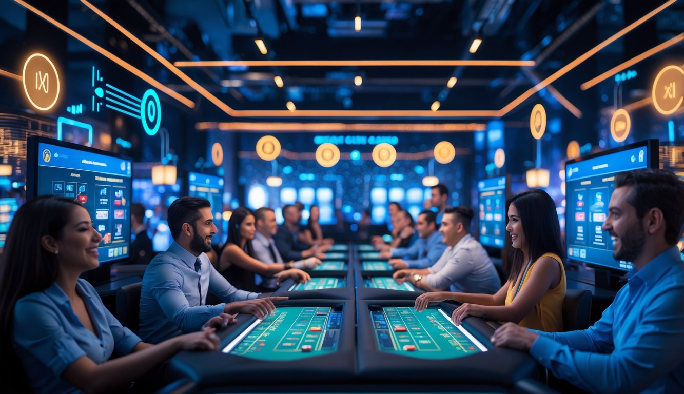 Beberapa pemain sedang bermain di kasino online dengan layar yang menampilkan permainan dealer langsung tanpa gangguan.