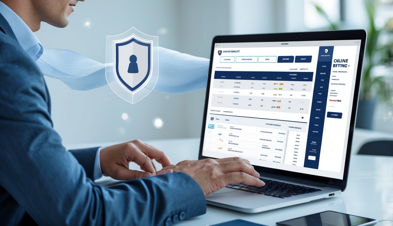 Seseorang menggunakan komputer untuk bertaruh pada pacuan kuda secara online di ruang kerja yang rapi dan terang.