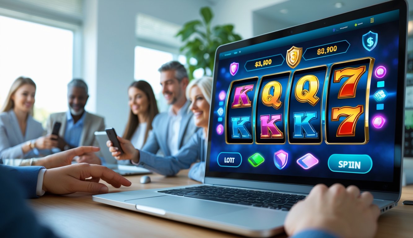 Orang-orang menggunakan perangkat elektronik untuk bermain permainan slot online di lingkungan yang aman dan nyaman.