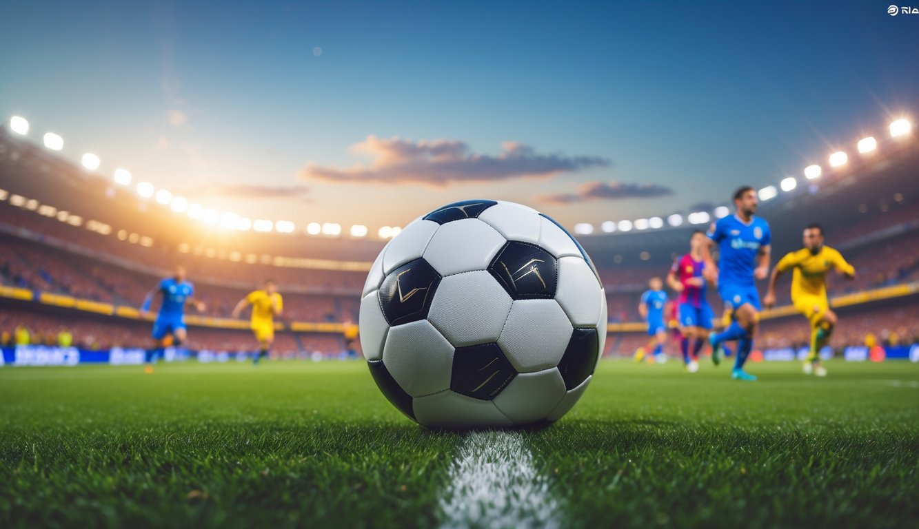 Sepak bola di lapangan hijau dengan pemain La Liga sedang bertanding di stadion penuh penonton.