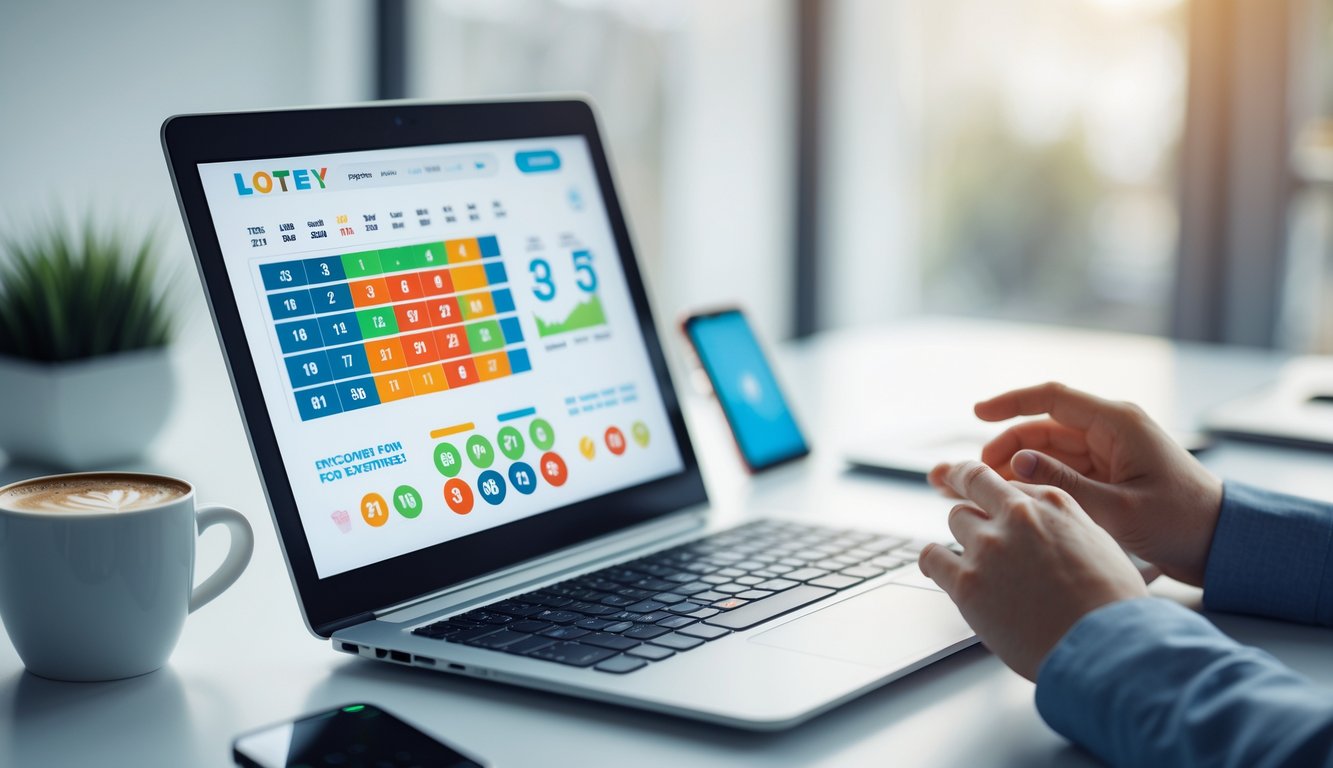 Seorang pengguna sedang menggunakan komputer dengan tampilan situs taruhan online di meja kerja yang rapi dan terang.