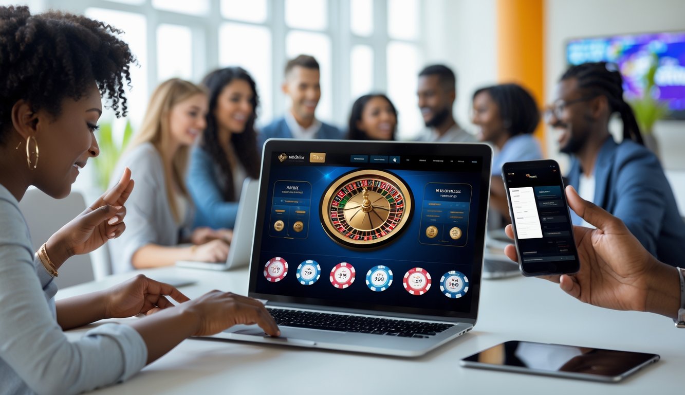 Orang-orang menggunakan berbagai perangkat untuk bermain roulette online di platform digital yang modern dan mudah digunakan.