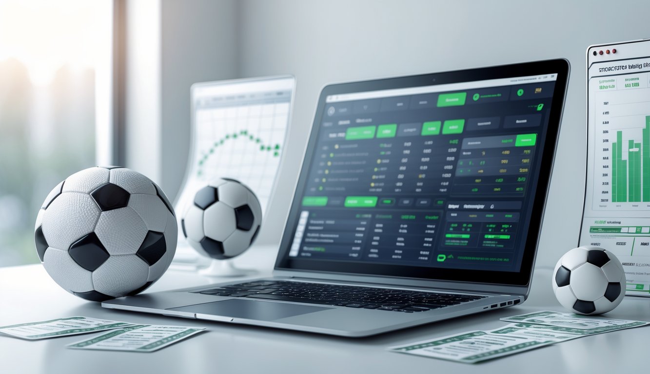 Seorang pengguna melihat layar komputer yang menampilkan berbagai pilihan taruhan sepak bola dan peluang taruhan yang lengkap.