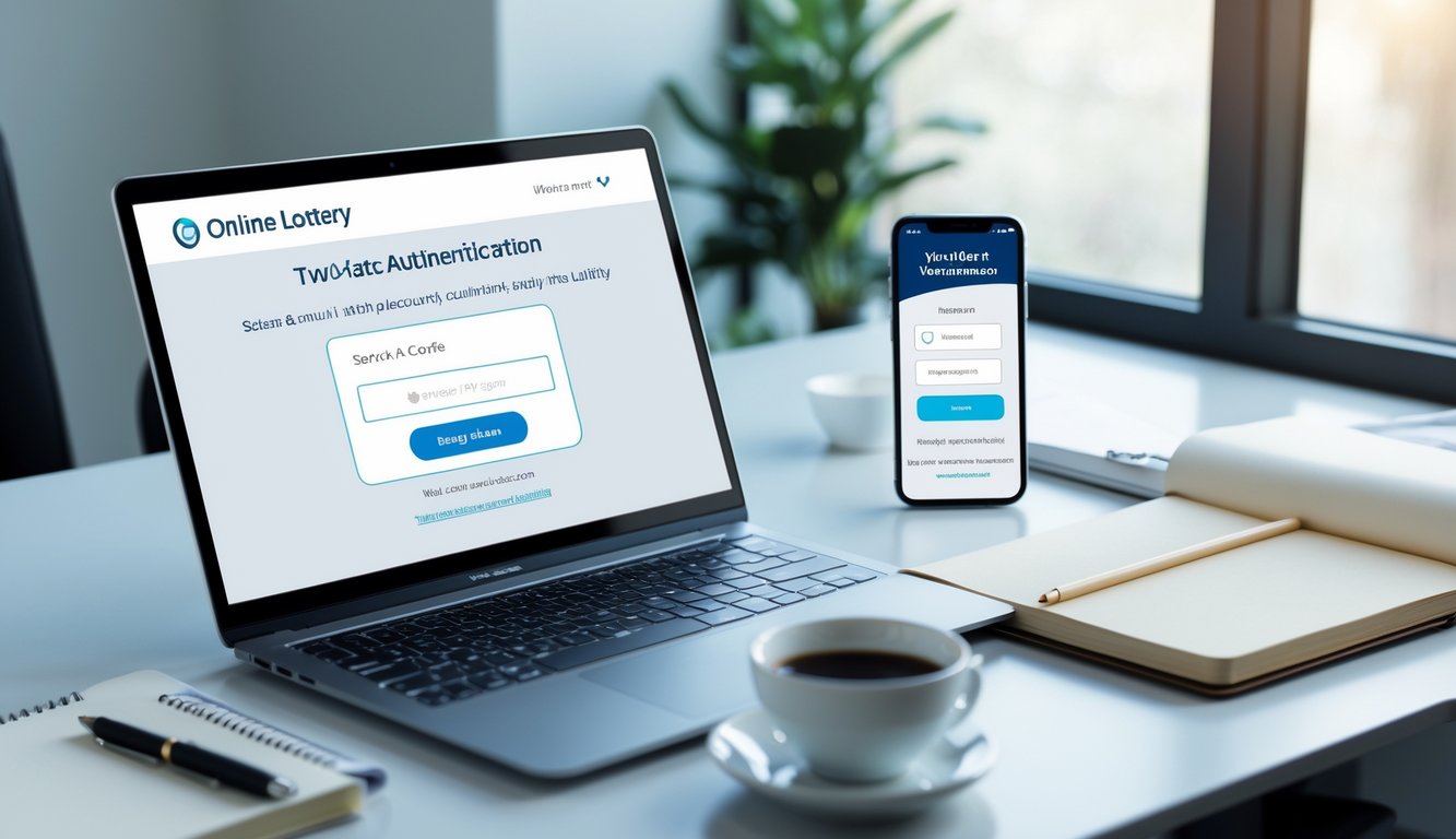 Seorang pengguna sedang menyiapkan akun dengan laptop dan ponsel di meja kerja yang rapi dan terang.