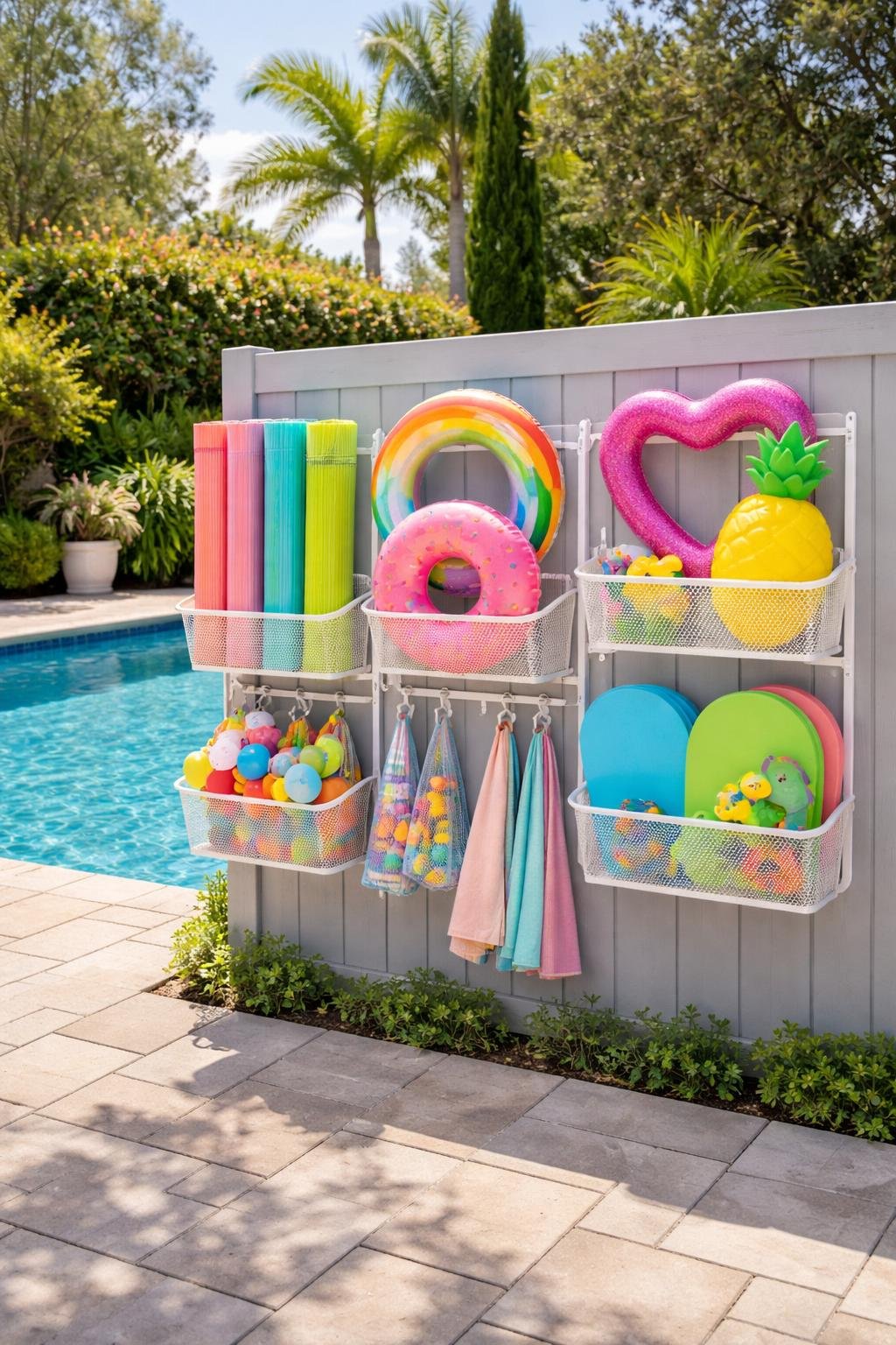 15 Pool Toy Storage Ideas to Keep Things Dry and Organized | Footted