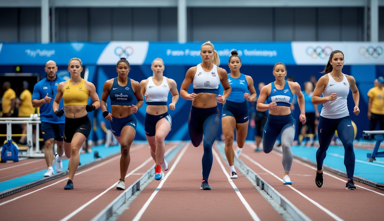 Sekelompok atlet dunia sedang berlatih intensif di fasilitas olahraga modern sebagai persiapan menuju Olimpiade 2026 dengan fokus dan semangat tinggi.
