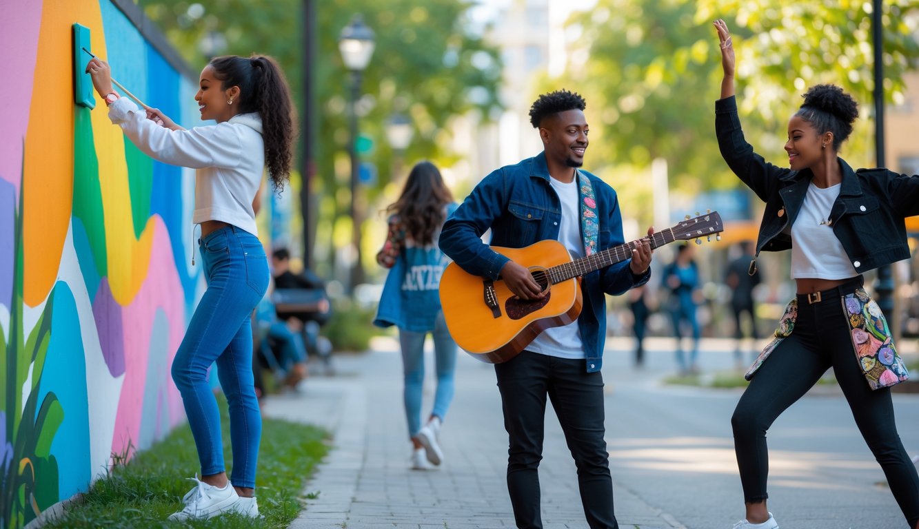 Beberapa orang mengekspresikan diri mereka melalui seni lukis, musik, tarian, dan gaya berpakaian di lingkungan perkotaan.