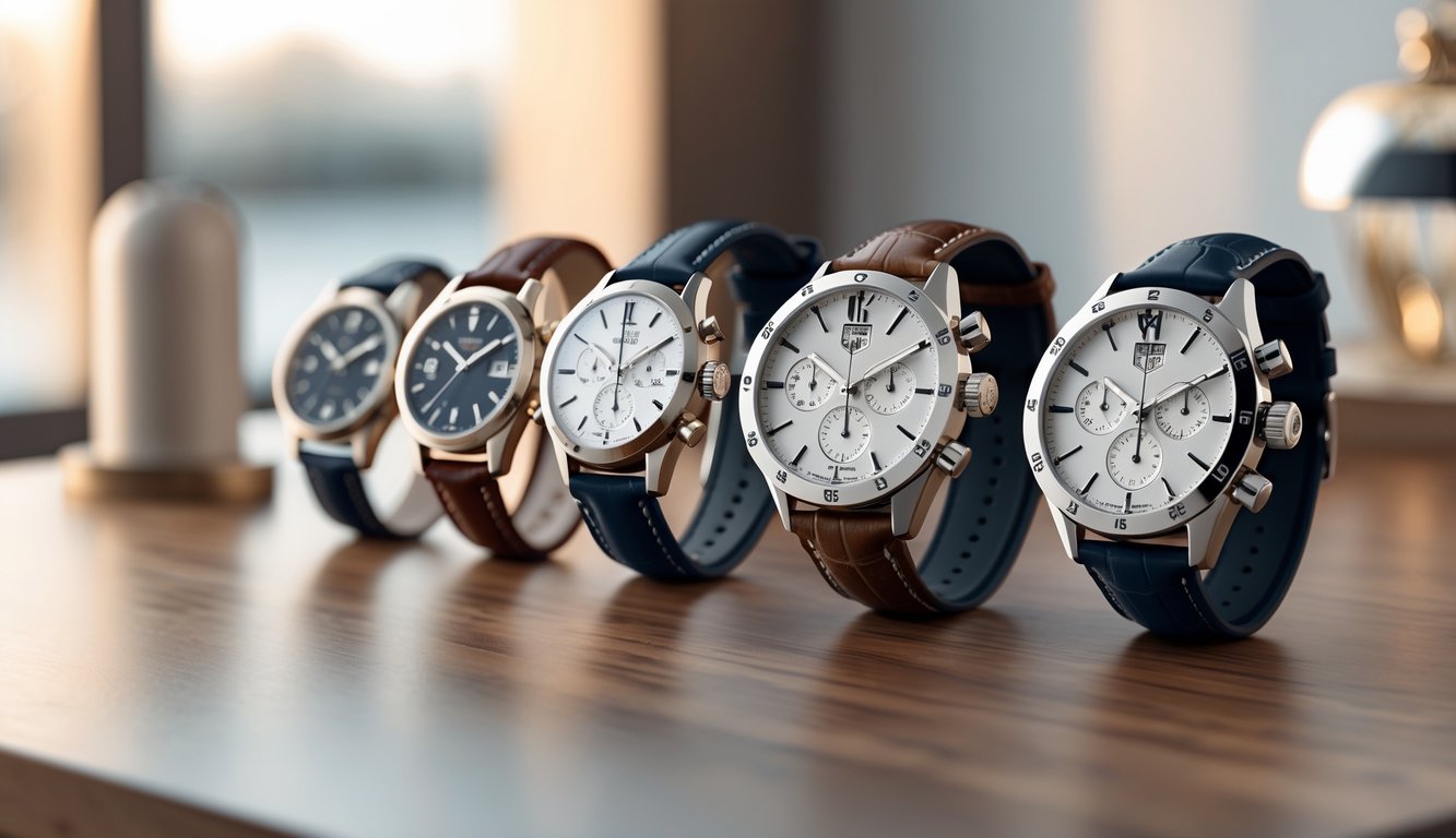 Beberapa jam tangan Tag Heuer terbaru tahun 2026 untuk pria dan wanita ditampilkan rapi di atas meja kayu dengan pencahayaan alami.