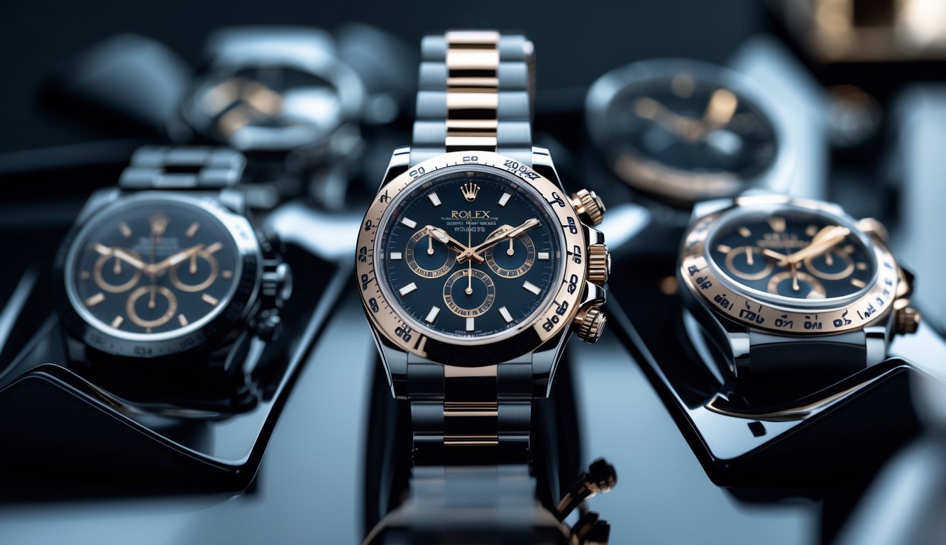 Beberapa jam tangan Rolex terbaru tahun 2026 dengan desain elegan dan tampilan modern yang dipajang di atas permukaan gelap.