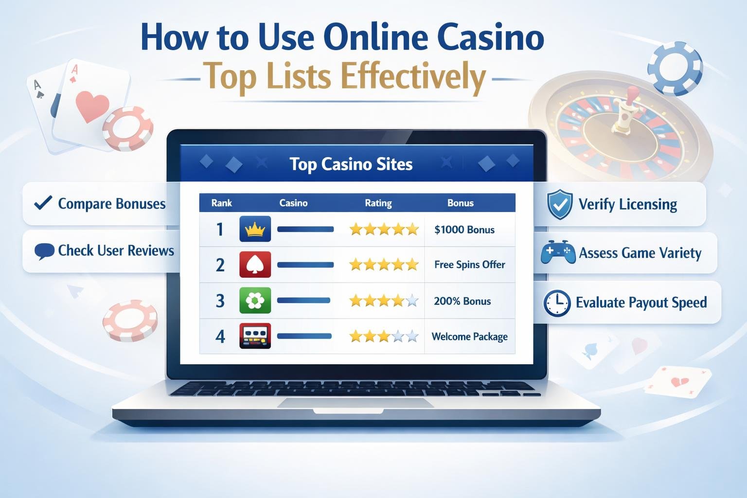 Infographic Showing How To Use Online Casino Top Lists Effectively