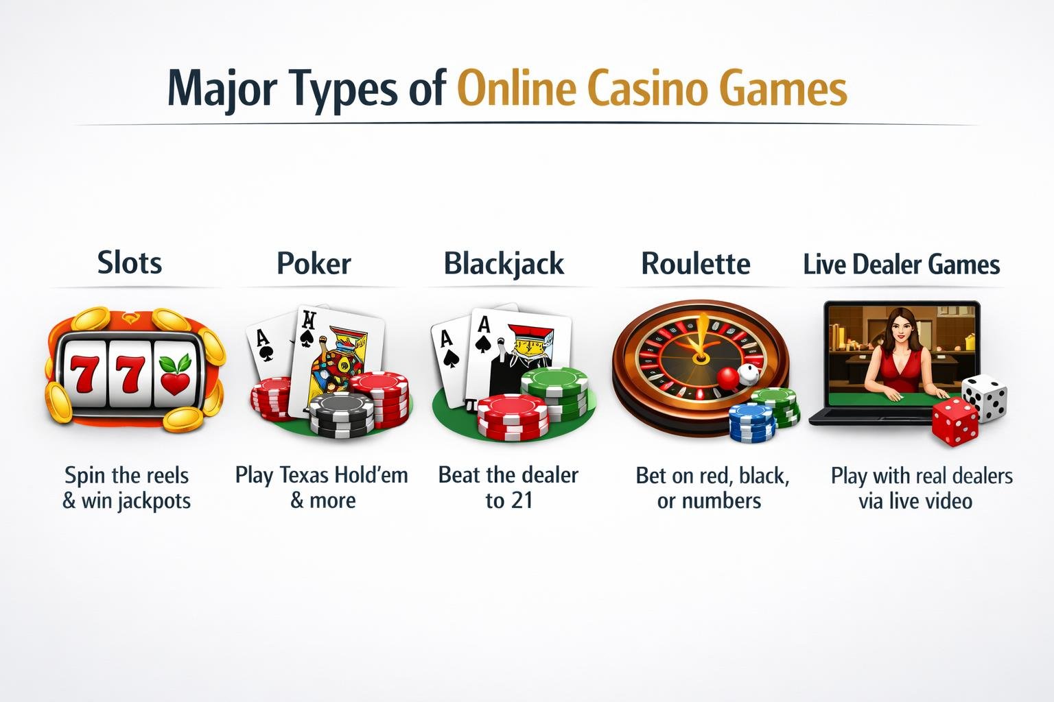 A Digital Interface Showing Icons Of Slot Machines, Poker Cards, Roulette Wheels, And Blackjack Tables Connected By Network Lines Representing Online Casino Game Providers.