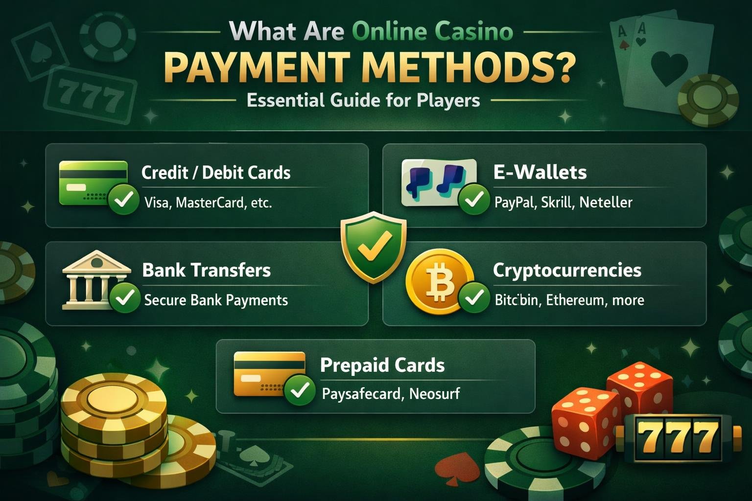 A Digital Interface Showing Icons Of Different Payment Methods Around A Computer Screen With Casino Elements Like Cards And Chips.