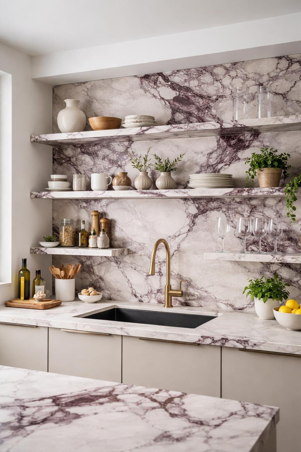 Small Viola Kitchen 15 Viola Marble Kitchen Ideas That Make a Statement | Footted