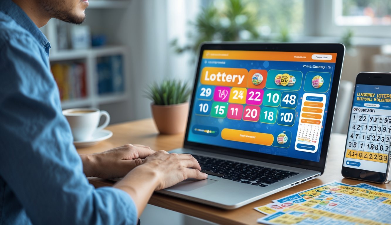 Seseorang menggunakan laptop dan smartphone di ruang kerja rumah, menunjukkan aktivitas bermain togel online dengan suasana nyaman dan terorganisir.