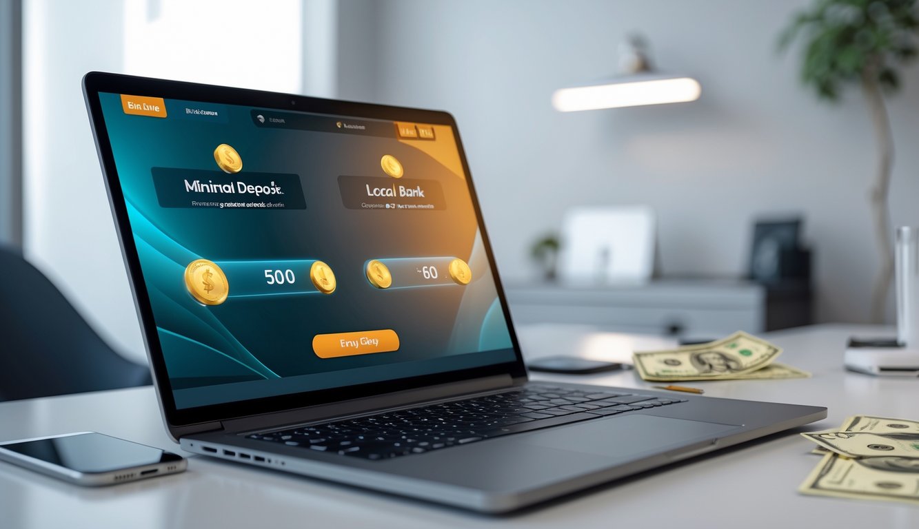 Seorang pengguna sedang melihat layar komputer dengan tampilan platform Ceme Online dan pilihan deposit serta bank lokal di meja kerja yang rapi.