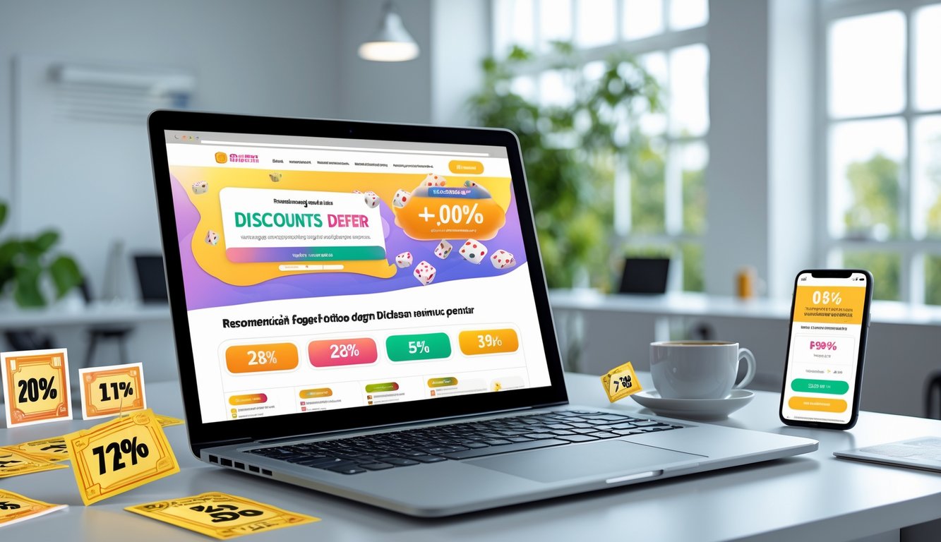 Meja kerja dengan laptop yang menampilkan situs togel online, tiket togel, dan ponsel, di ruang kantor terang dan rapi.