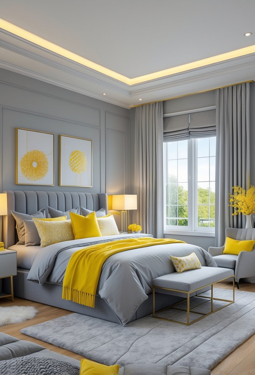 A bright and spacious master bedroom with a large bed, bedside tables, lamps, and windows letting in natural light.