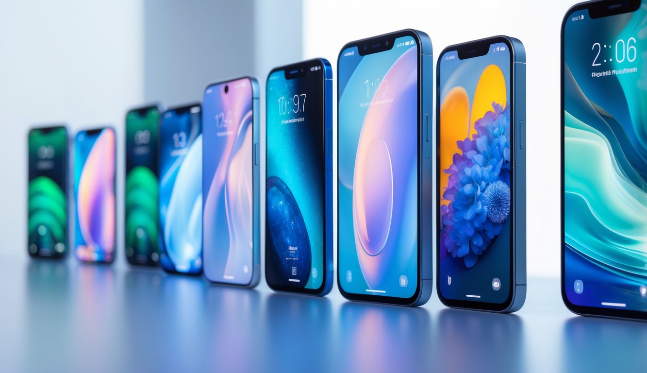 Beberapa smartphone terbaru tahun 2026 dengan desain modern dan layar cerah yang tersusun rapi di atas permukaan minimalis.