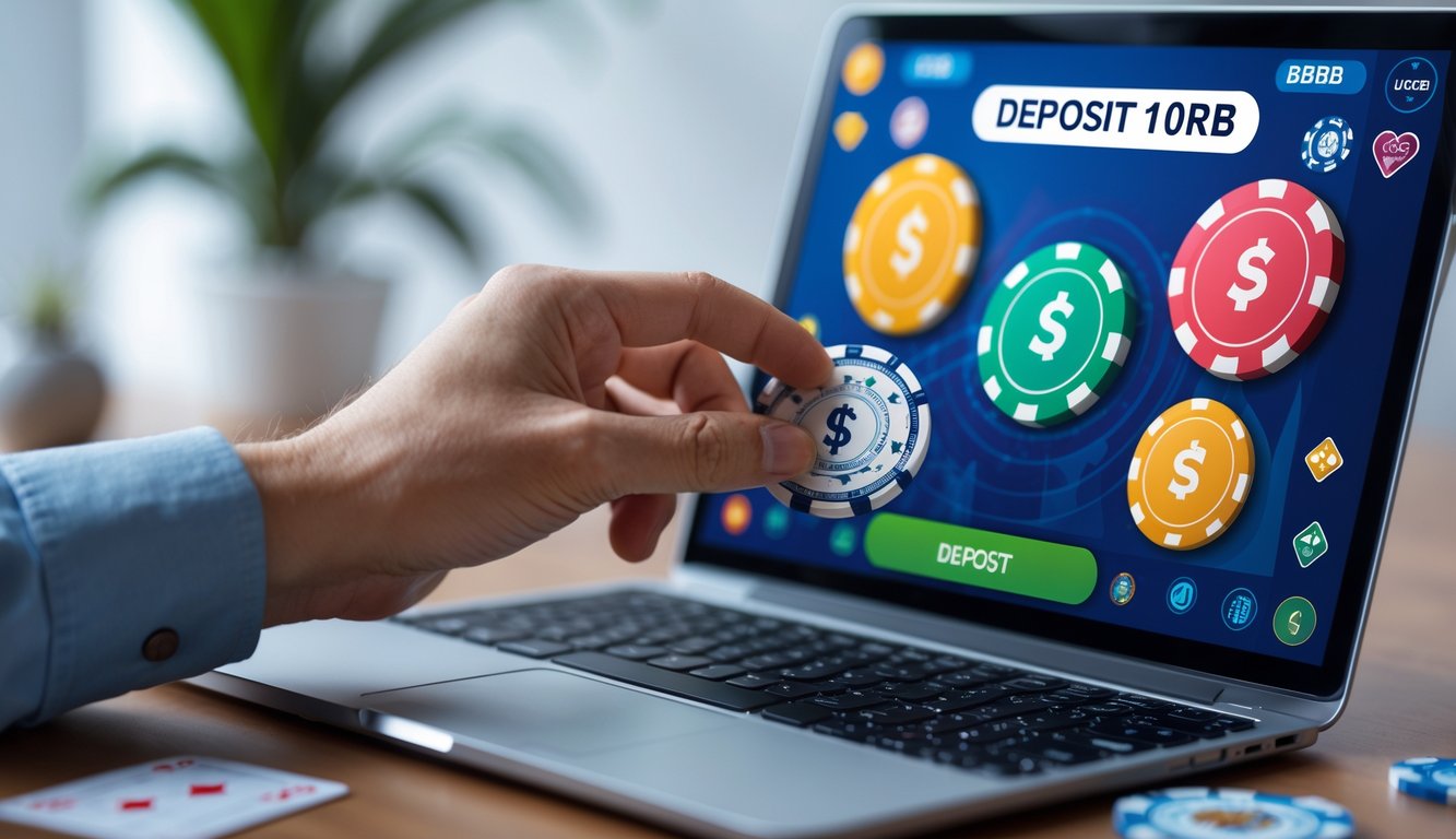 Seseorang sedang menggunakan perangkat digital untuk bermain game Capsa online dengan suasana yang terang dan bersih.